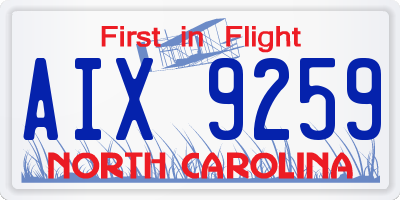 NC license plate AIX9259