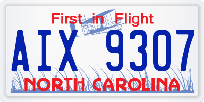 NC license plate AIX9307