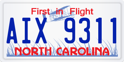 NC license plate AIX9311