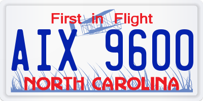 NC license plate AIX9600