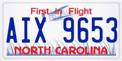 NC license plate AIX9653