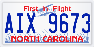 NC license plate AIX9673