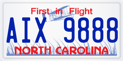NC license plate AIX9888
