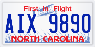 NC license plate AIX9890