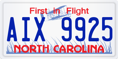 NC license plate AIX9925