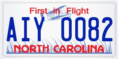 NC license plate AIY0082