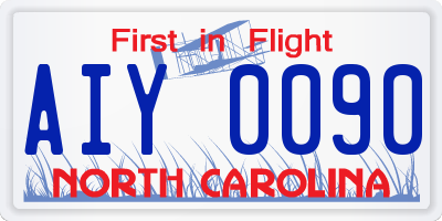 NC license plate AIY0090