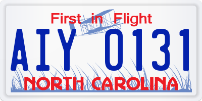 NC license plate AIY0131