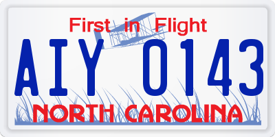 NC license plate AIY0143