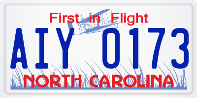 NC license plate AIY0173
