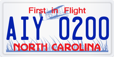 NC license plate AIY0200