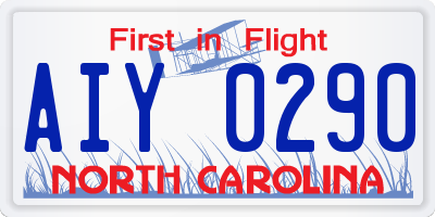NC license plate AIY0290
