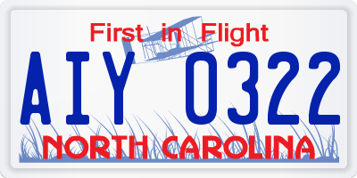 NC license plate AIY0322