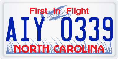 NC license plate AIY0339