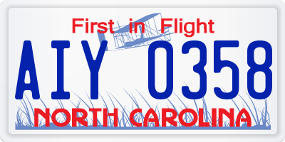 NC license plate AIY0358