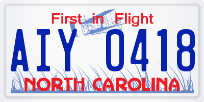 NC license plate AIY0418