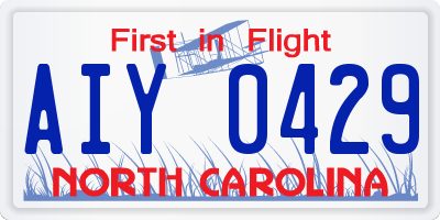 NC license plate AIY0429