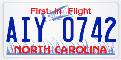 NC license plate AIY0742