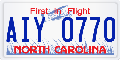 NC license plate AIY0770