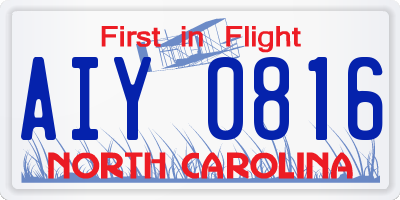 NC license plate AIY0816