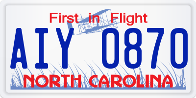 NC license plate AIY0870