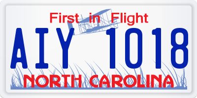 NC license plate AIY1018