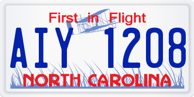 NC license plate AIY1208