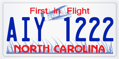 NC license plate AIY1222