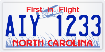 NC license plate AIY1233