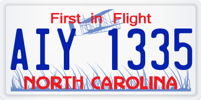 NC license plate AIY1335