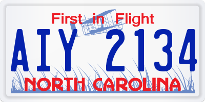 NC license plate AIY2134