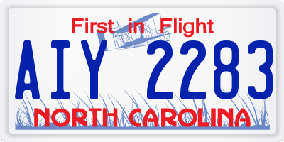 NC license plate AIY2283