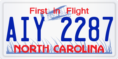 NC license plate AIY2287