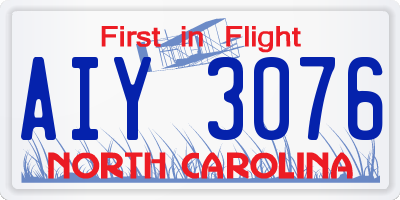 NC license plate AIY3076