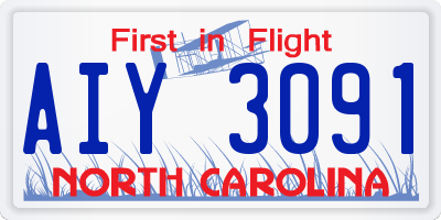 NC license plate AIY3091
