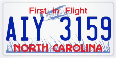 NC license plate AIY3159