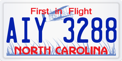 NC license plate AIY3288