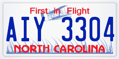 NC license plate AIY3304