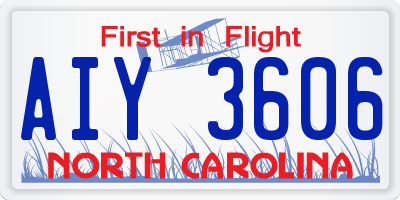NC license plate AIY3606