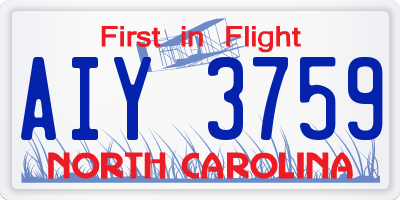 NC license plate AIY3759