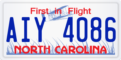 NC license plate AIY4086