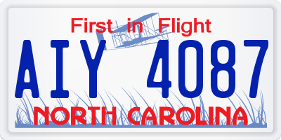 NC license plate AIY4087