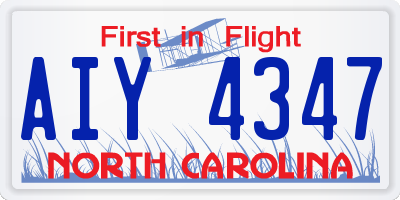 NC license plate AIY4347