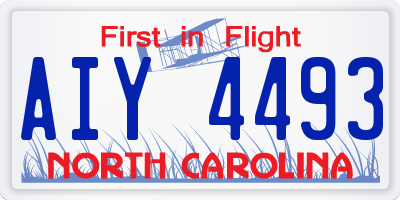 NC license plate AIY4493