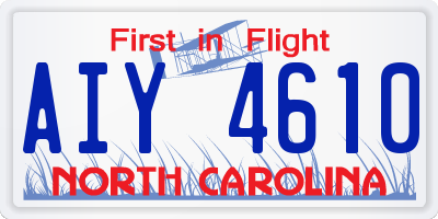 NC license plate AIY4610