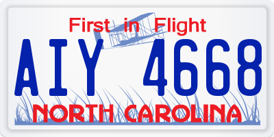 NC license plate AIY4668