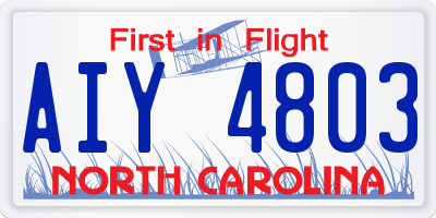 NC license plate AIY4803