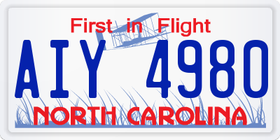 NC license plate AIY4980