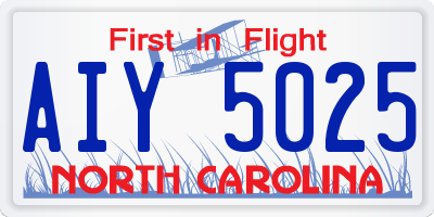 NC license plate AIY5025