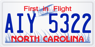 NC license plate AIY5322